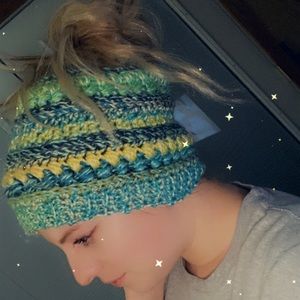 Messy bun beanie